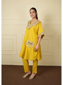 FashionTownie - Cotton Silk Yellow Co-ord Set