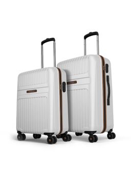Aristocrat - Atlas White Combination Lock Hard Trolley Bags (Set of 2) (S/M)