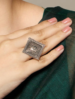Azai by Nykaa Fashion - Silver Oxidised Statement Ring