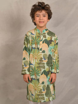 ANTHRILO - Green Printed Comfortable Fit Kurta