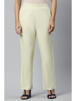 Aurelia - Custard Green Ankle Length Solid Liva Eco Palazzo