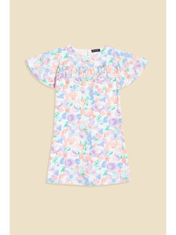 Allen Solly - Girls White Print Regular Fit Casual Dress