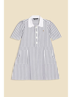 Allen Solly - Girls White Stripe Casual Dress