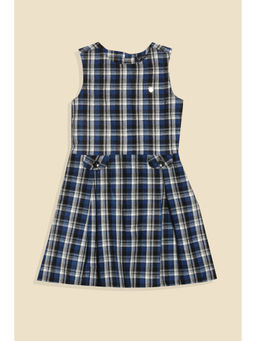 Allen Solly - Girls Navy Blue Checks Casual Dress