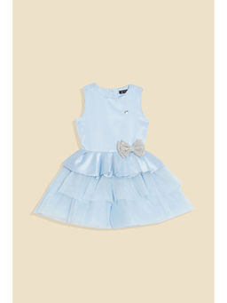 Allen Solly - Girls Light Blue Solid Casual Dress