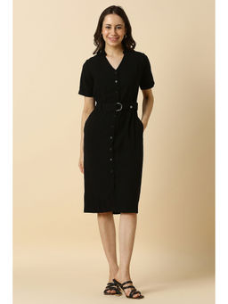 Allen Solly - Women Black Solid Formal Dress with Belt (Set of 2)