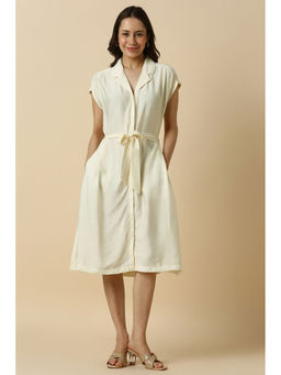 Allen Solly - Women Off White Solid Casual Dress with Belt (Set of 2)