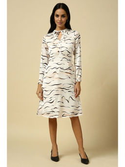 Allen Solly - Women White Print Formal Dress with Belt (Set of 2)