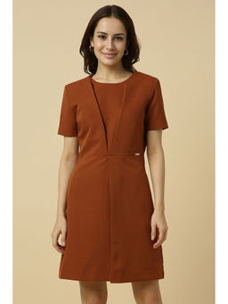 Allen Solly - Women Brown Solid Formal Dress