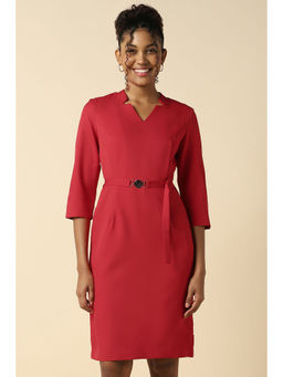 Allen Solly - Women Red Solid Formal Dress