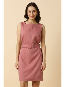 Allen Solly - Women Pink Solid Formal Dress with Belt (Set of 2)