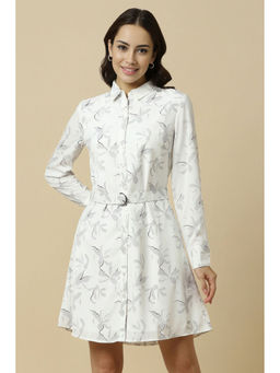 Allen Solly - Women White Print Casual Dress with Belt (Set of 2)