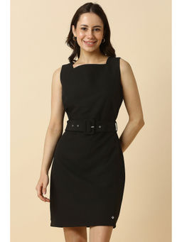 Allen Solly - Women Black Solid Formal Dress with Belt (Set of 2)