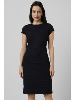 Van Heusen - Women Black Check Knee Length Formal Dress