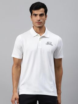 Alcis - Men White Printed Back Polo Collar T-shirt