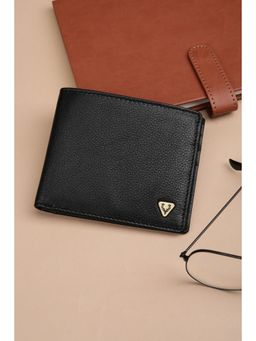 Allen Solly - Men Black Textured Genuine Leather Wallet