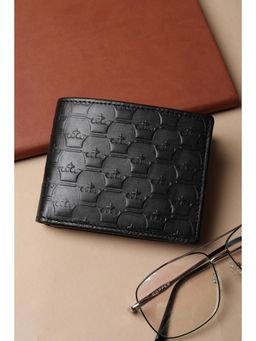 Louis Philippe - Men Black Textured Genuine Leather Wallet