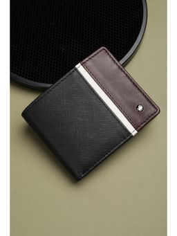 Louis Philippe - Men Black Printed Genuine Leather Wallet