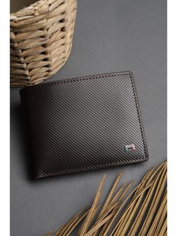Peter England - Men Brown Textured Genuine Leather Wallet