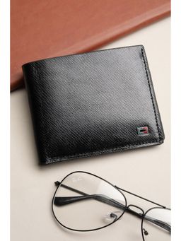 Peter England - Men Black Textured Genuine Leather Wallet
