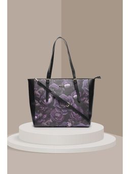 Van Heusen - Women Black Printed Formal Handbag With Detachable Strap