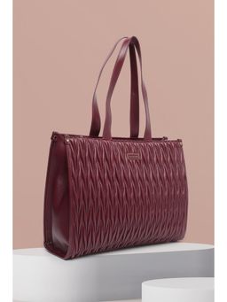 Van Heusen - Women Maroon Textured Formal Tote Bag