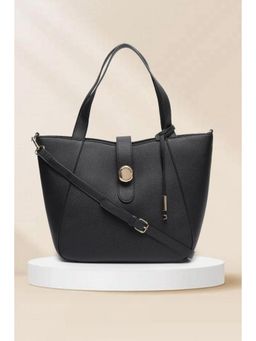 Van Heusen - Women Black Textured Formal Handbag With Detachable Strap