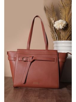 Van Heusen - Women Brown Textured Formal Handbag With Pouch