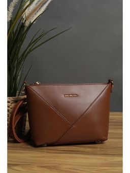Van Heusen - Women Brown Solid Casual Sling Bag With Detachable Strap & Pouch