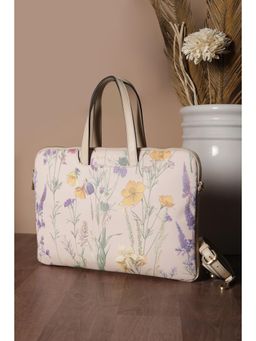 Van Heusen - Women Beige Printed Formal Laptop Bag With Detachable Strap