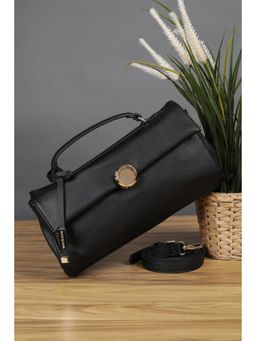 Van Heusen - Women Black Textured Casual Sling Bag With Detachable Strap