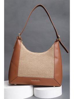 Van Heusen - Women Beige Patterned Casual Handbag With Pouch