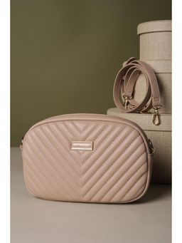 Van Heusen - Women Beige Solid Casual Sling Bag With Detachable Strap