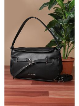 Van Heusen - Women Black Textured Casual Handbag With Detachable Strap