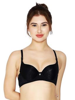 BRACHY - Women Self Design Wired Lightly Padded Push Up Bra Black