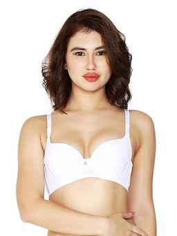 BRACHY - Women Self Design Wired Lightly Padded Push Up Bra White