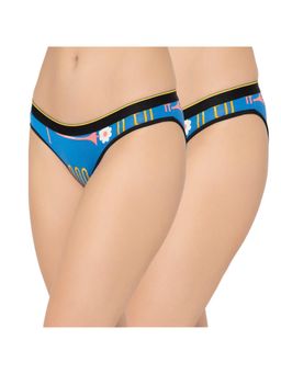 Bummer - Womens Printed Micro Modal Bikinis Ultra Soft Underwear Blue (Pack of 2)