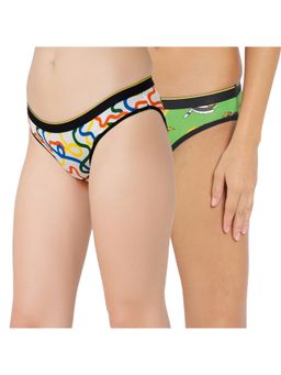 Bummer - Womens Printed Micro Modal Bikinis Ultra Soft Underwear Multi-Color (Pack of 2)
