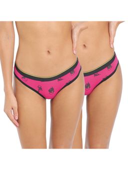 Bummer - Womens Printed Micro Modal Bikinis Ultra Soft Underwear Pink (Pack of 2)