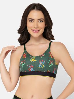 Bummer - Womens Wirefree Non Padded Printed Full Coverage Bra Green