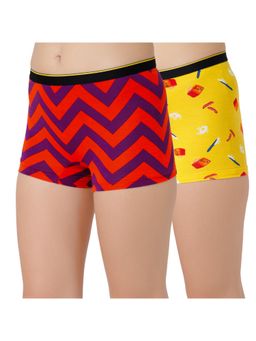 Bummer - Womens Printed Micro Modal Boyshorts Ultra Soft Underwear Multi-Color (Pack of 2)