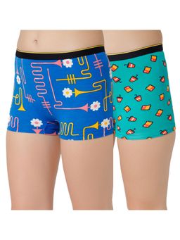 Bummer - Womens Printed Micro Modal Boyshorts Ultra Soft Underwear Multi-Color (Pack of 2)