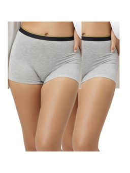 Bummer - Womens Solid Micro Modal Boyshorts Panties Ultra Soft Underwear Grey (Pack of 2)