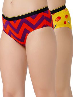 Bummer - Womens Printed Micro Modal Hipsters Ultra Soft Underwear Multi-Color (Pack of 2)