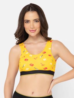 Bummer - Womens Proactive Micro Modal Wireless Non Padded Full Coverage Sports Bra Yellow