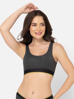 Bummer - Womens Proactive Micro Modal Wireless Non Padded Full Coverage Sports Bra Charcoal