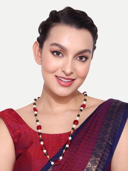 Abdesigns - Golden- Multi Beads Pearls Stones Jaipuri Mala Necklace