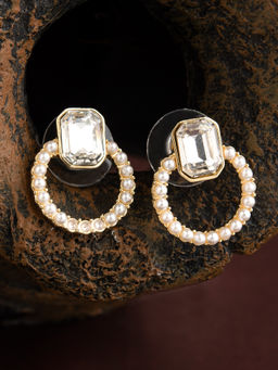 E2O - Self Design Gold Diamond Round Shaped Stud Earring