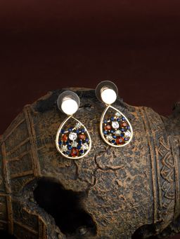 E2O - Contemporary Gold Toned Black Drop With Black Stone