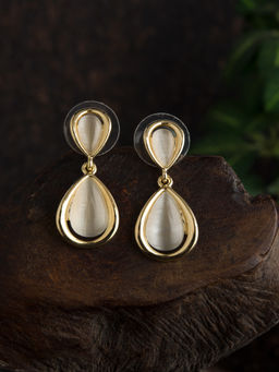 E2O - Contemporary Gold Toned Black Drop With White Stone